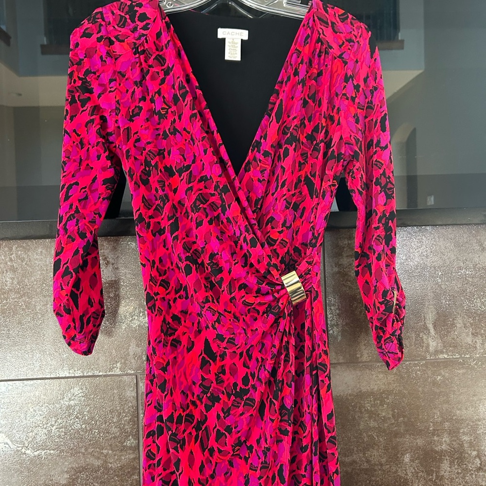 Cache Pink Ruched Wrap Dress